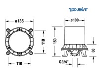 MEDIDAS CUERPO EMPOTRADO MONOMANDO DE PIE DURAVIT